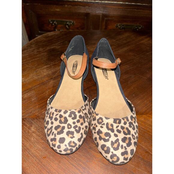 Seychelles Leopard Mob Wife Edgy Artsy Baddie My Marlon Ankle Strap Flats - Picture 1 of 9